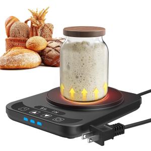 Sourdough Starter Warmer with Temperature Display,Sourdough Warming Mats 100 Electric Heating 12 Hours Timing Function Sourdough Heating Mat Bread for Baking Supplies Kitchen Bakers (Black)