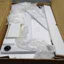 32" W x 16" D Fixed Desktop Overbed Table with Hidden Silent Wheel, Sturdy Metal and Wood, Moveable Bed Desk for Home,Office,Hospital Use (White)