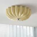 LED Flush Mount Vintage Yellow Glass Hallway Ceiling Lamp - Mid Century Overhead Light with Ribbed Glass Shade - Farmhouse Ceiling Light for Nursery, Kids Room, Bedroom, Bathroom