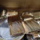 WELLIFE 450 PCS Clear Gold Disposable Dinnerware Set for 75 Guests, Clear and Gold Plastic Plates for Party, 75 Dinner & Salad Plates, Cups, Spoons Forks Knives for Wedding and Party Anniversary