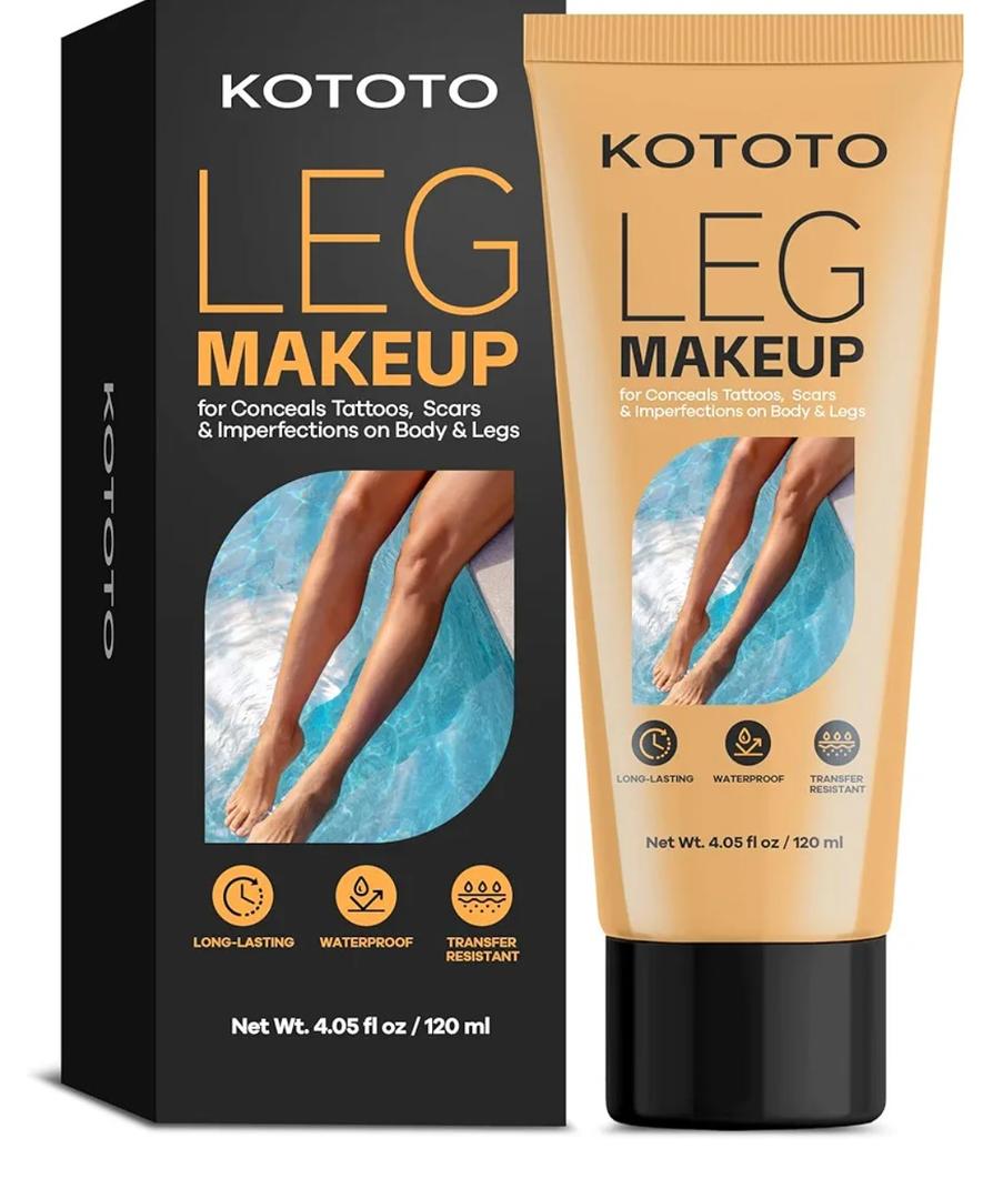 Kototo Tattoo Cover Up Makeup Waterproof (4.05 Fl Oz, Medium Brown), Long Lasting Leg & Body Foundation, Leg Makeup Waterproof No Transfer, Body Coverage Perfector for Scar & Skin Imperfections