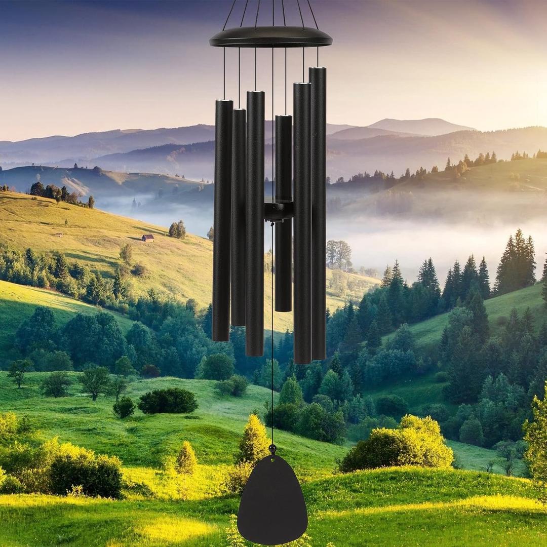 Wind-Chimes-Outdoor-Large-Decor, Deep Tone Soothing Melodic Tones Windchimes, Wind Chimes for Outside, Memorial Wind Chime Best Gift for Mom Women Grandma Neighbors32" Black