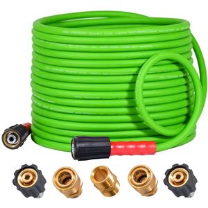 YAMATIC Super Flexible Pressure Washer Hose 40FT for Power Washer Replacement, Kink Resistant Extension With Leak-Free M22 Female & 3/8" Quick Connect Adapters, 1/4" 3200 PSI, Green