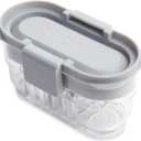 PackIt Mod Mini Bento Food Storage Container, Steel Gray, Shatterproof Crystal Clear Base, with Leak-resistant Divider and Lid, Microwavable, Dishwasher Safe, Designed for Snacks, 1 Cup Capacity