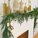 9 ft Christmas Artificial Cedar Garlands Real Touch Christmas Cedar Garland 3 Cow Bells with Bell Banner Xmas Realistic Faux Greenery Pine Garlands for Mantel Fireplace Stair Winter Decor