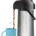 Coffee Carafe with Pump - 102oz / 3L Airpot 12 Hours Large Carafe Hot Cocoa Dispenser for Parties-Hot Water Dispenser, Tea Flask-Insulated Stainless Steel Hot Beverage Dispenser-Thermal Carafe Air Pot (101.4 Ounces, Silver)
