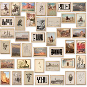97 Decor Boho Western Decor for Home - 40 Pcs Collage Western Wall Decorations for Bedroom, Boho Ranch Southwestern Wall Art Prints, Old Southwestern Aesthetic Pictures Farmhouse Posters (4x6)