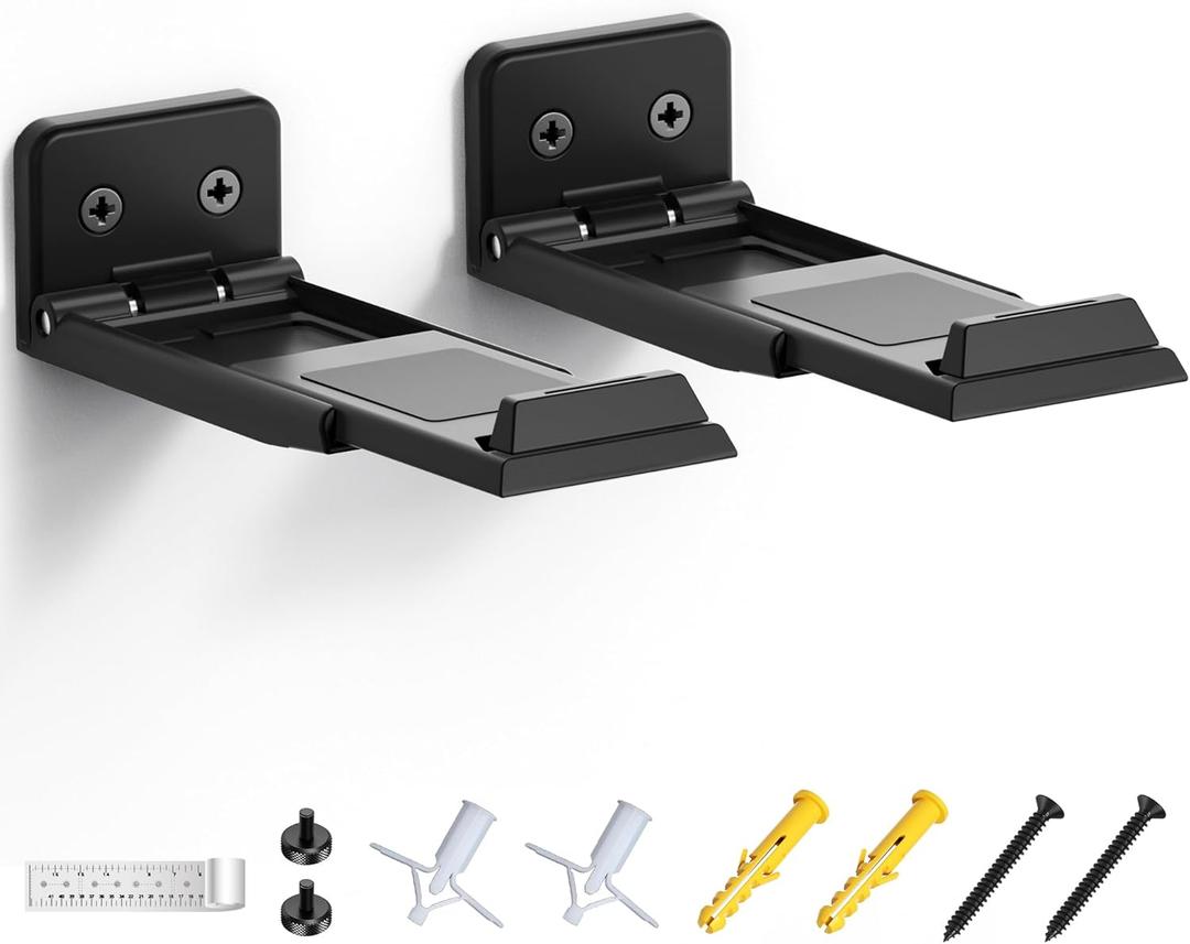 Soundbar Wall Mount Bracket for Samsung, LG, Sony, JBL, Vizio, Sonos and More, Depth Adjustable 3.5”-6.1”, Soundbar Shelf Under TV, Black