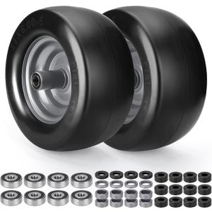 11x6.00-5" Flat Free Lawn Mower Tire and Wheel,Zero-Turn Mower Front Tires,Universal 11x6-5 Solid Smooth Tires with 3/4" or 5/8" & 1/2" Bearings,Centered Hub for Bad Boy/Cub Cadet Lawn Mowers, 2 Pcs