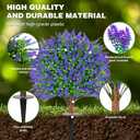 Set of 2 Artificial Lavender Boxwood Topiary Ball Trees with Ground Spike, 26 Inches UV Resistant Fake Evergreen Plant Bushes Shrubs, for Indoor Outdoor Front Porch Garden (Lavander)