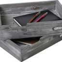 MyGift Ash Gray Wood Office Desktop Document Letter Paper Trays, Stackable Decorative Multipurpose File Organizer, Set of 2