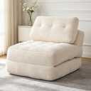 Folding Sofa Bed, Convertible Sleeper Chair With Back Support, BEIGE, 37.8"D x 34"W x 16"H