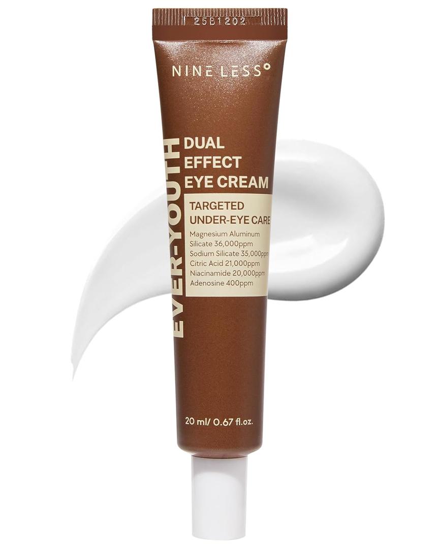 NINELESS Ever-Youth Dual Effect Eye Cream Korean Skincare Instant Lifting Technology for Firm Eyes with Niacinamide Adenosine Hyaluronic Acid Ceramides for Fine Lines Bags Puffiness 0.5 fl oz