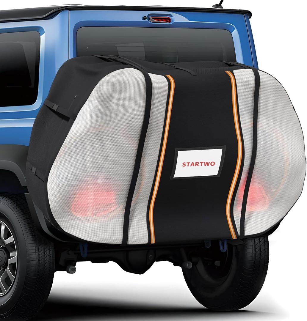 STARTWO Bike Cover for Transport On Rack, Bicycle Cover Outdoor Storage Waterproof for Transport 1,2 Bikes on Car Rear, with Two Elastic straps and License Plate Window, Visible tail lights