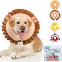 KOOLTAIL Inflatable Dog Cone Collar, Soft Dog Cone Alternative for Large Medium Small Dogs After Surgery, Adjustable Donut Neck Cone for Dogs Cats, Recovery E Collar with Enhanced Anti-Licking,Lion L
