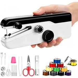 Handheld Sewing Machine, Heavy Duty Mini Sewing Machine 2-Speed 2 Power Modes Quick Sewing Kit Hand Sewing Machines Stitching for Beginners Adult, Portable Sewing Machine Suitable for DIY/Home/Travel