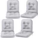 Chunful Back Chair Cushion Outdoor Indoor Tufted Seat/Back Patio Seating Cushions Waterproof Weather Resistant Patio Rocking Pads for Outdoor (Light Gray, 4 Pcs)