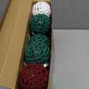 24 Pcs Crochet Christmas Ornament Balls 2.36 Inch Christmas Knitted Ornaments Neutral Hanging Balls Handmade Crochet Baubles for Xmas Tree Rustic Farmhouse Decor(Red, White,Green, Khaki)