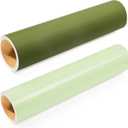 GIRAFVINYL Green Vinyl Permanent - 12" x 5FT Oliver Green and Sage Vinyl Roll Green Adhesive Vinyl for Indoor and Outdoor Decor, Cup, Sticker, Car Decal, (Glossy Khaki & Matte Olive Green) (Double 5 feet)