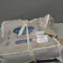 MooMee Bedding Sheet Set 100% Washed Cotton Linen Like Textured Breathable Durable Soft Comfy (Heathered Tannish Linen Grey, Queen)