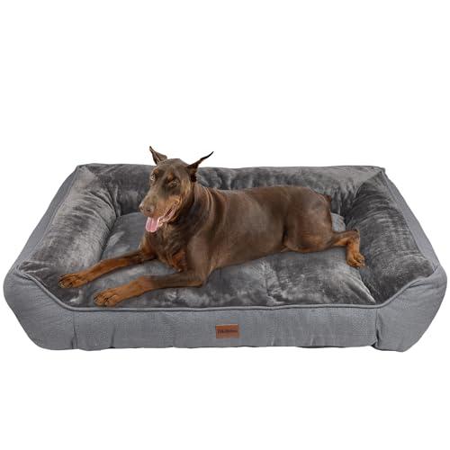 ZAKAPAWS Orthopedic Dog Bed for Extra Large Dogs - Extra Thick Supportive Dog Couch Bed, Pet Beds Sofa with Waterproof Washable Cover & Non-Slip Bottom, Grey, 48x35 Inch