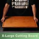 Allsum Extra Large Carbonized Bamboo Wood Cutting Boards for Kitchen, Huge Chopping Board with Juice Grooves & Handles Resisting to Warping and Cracking, Huge Charcuterie Boards, 24"L x 18"W