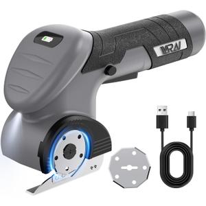 2026 Cordless Electric Scissors, Fast Charging Rechargeable Cardboard Cutter with Replaceable Blades and Long-Lasting Battery, Effortless Cutting for Cloth, Fabric, Plastic & Leather (Gray-black)