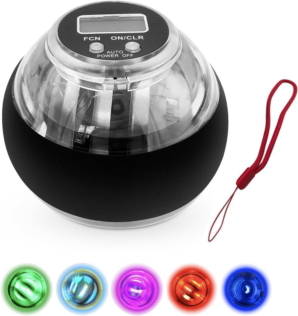 Curaball Hand Exerciser, Gyro Ball Wrist Exerciser, Torque Ball Hand with Counter & Light