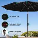 AreShark 9FT Patio Umbrella with Solar Lights, 32 Lighted Pool Umbrella w/Tilt and Crank, Outdoor Market Solar Umbrellas for Garden, Deck, Backyard, Pool and Beach, Black