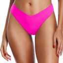 Zmart Women Cheeky Bikini Bottoms V Cut Swim Bottom High Cut Swimsuit Low Waist Low Rise Bathing Suit (Small, Pink)