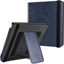 BOZHUORUI Case for 7" Onyx Boox Go 7 B/W & Go 7 Color (Gen I/II, 2025/2024) & Boox Page | Built-in Foldable Stand & Double Hand Straps | with Sleep/Wake | PU Leather Sleep Cover (Dark Blue)