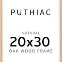 puthiac 20x30 Solid Oak Wood Picture Frame, 20 x 30 Poster Frames for Wall, Vertical or Horizontal, Plexi Front, 1 Pack, Natural Oak