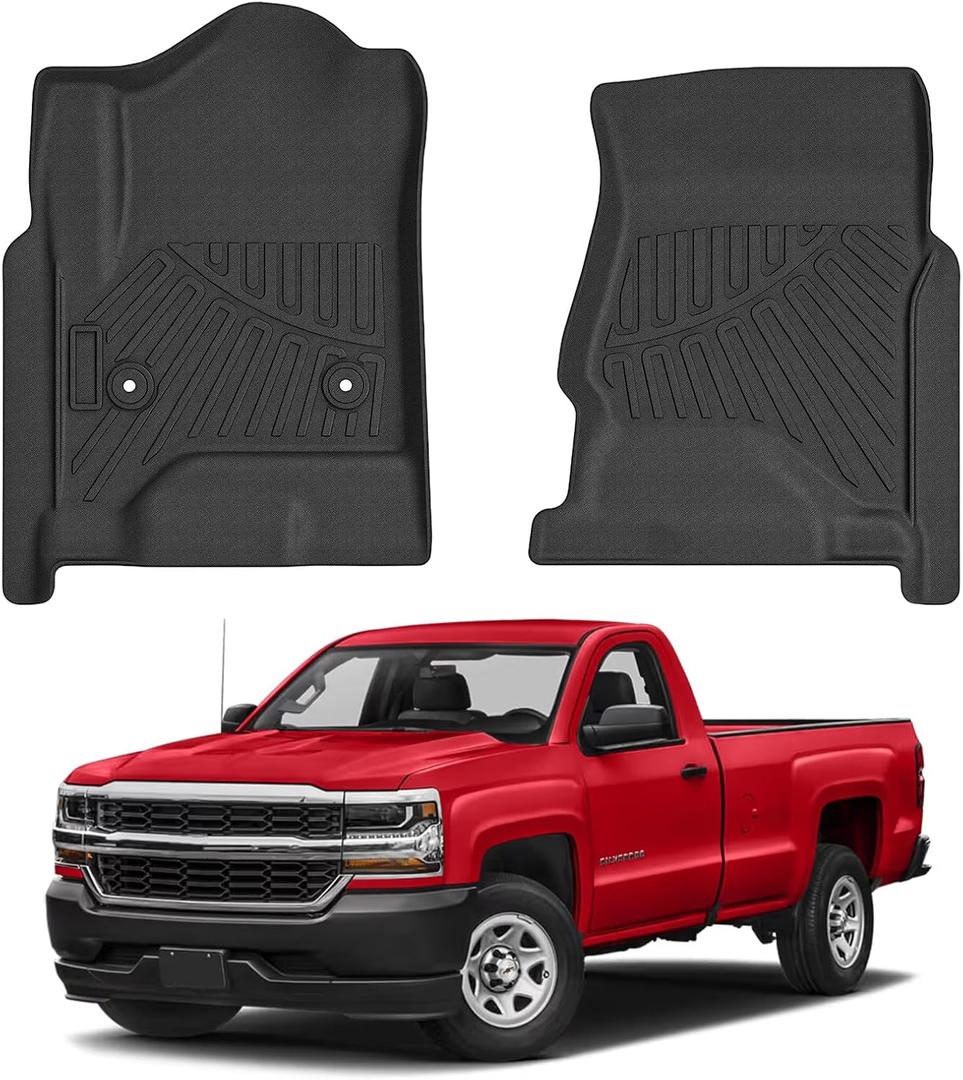 Mixsuper Floor mat for Various 2014-2020 Chevrolet Silverado, GMC Sierra, Cadillac Escalade & ESV, Yukon & XL, Suburban, Tahoe (See Description),TPE Floor Liners for Car Accessories,Anti-Slip,Black