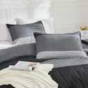 Litanika Queen Comforter Set Black White Grey - 3 Pieces Lightweight Summer Bedding Set, All Season Down Alternative Comforter (1 Comforter, 2 Pillowcases)