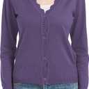 Women's Short Sleeve Cropped Cardigan Button Down Sweater Lightweight Knit Shrugs (Purple, XL)