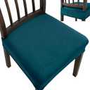 KELUINA Dining Chair Seat Covers, Stretch Velvet Chair Seat Slipcovers Protector, Removable Washable Kitchen Chair Covers for Dining Room Chairs (Set of 2, Teal)