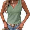 Womens Tank Tops Summer Tank Tops for Women 2024, V Neck Sleeve Embroidery Tops, Casual Loose Trendy Tops