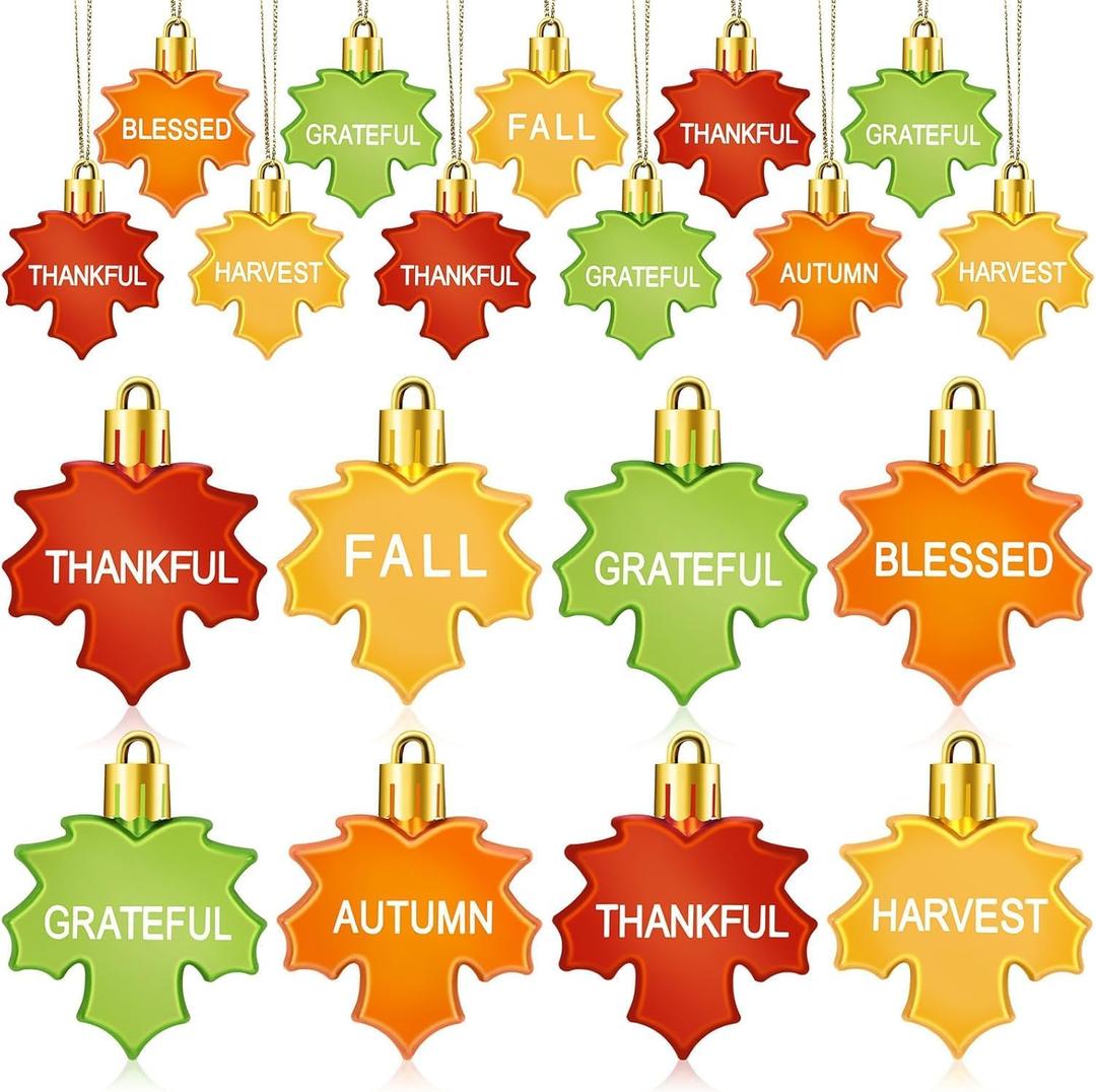 2 x JULMELON 24 Pcs Fall Tree Ornaments Maple Leaf Thanksgiving Decorations