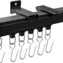 MaKefeile Ceiling Curtain Tracks 9FT,Curtain Track Wall Mount,Ceiling Mounted Sliding Door Curtains Rails Outdoor Extra Long Curtains Rod Room Divider Track for Living Bedroom with Hooks,Black