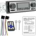 Classic Single Din Car Stereo with Bluetooth, Hands-Free Calling & Voice Control, FM Radio MP3 Player, USB/SD/AUX Port, Fast Charging, Includes Remote Control