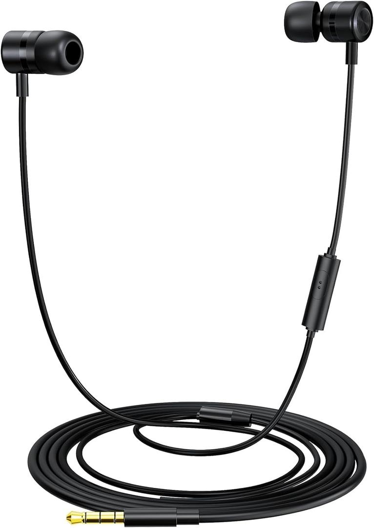MORMOQUE EP-06 Wired Earbuds in-Ear Earphones,Build-in Microphone Noise Isolating Headphones,3.5mm Jack 4.9ft Long Cord Ear Buds,HD Bass Audio,with 6 Ear Tips,for Smartphones/Laptop/Computer Etc-Black