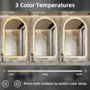 40"H x 24"W Arched LED Bathroom Mirror, Brushed Gold Framed Backlit Vanity Mirror with Lights, Wall Mounted Lighted Mirror, Dimmable 3-Color Shatter-Proof Arch Smart Mirror, UL-Listed, CRI 90+