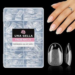UNA GELLA Short Oval Round Nail Tips, Pre Etched Short Oval Gel Nail Tips Soft Gel Full Cover Press on Nails for Nails Extension Art DIY Salon 216Pcs 12 SizesAmazon's Choice