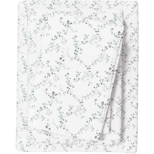 Great Bay Home Flannel Sheet Set Queen Size - 100% Turkish Cotton, Double-Brushed, Winter Floral Bed Sheets - Ultra-Soft, Cozy, 4-Piece Bedding Set (Winter Vines Green)