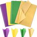 Bolsome 100 Sheets Mardi Gras Tissue Paper, Yellow Gold Green Purple, 20x14 inches, Craft Wrapping Tissue Paper for Gift Bags, Carnival Themed Party, DIY Craft