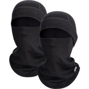 Kids Balaclava Ski Mask, Modal Wool Blend Soft Face Mask for Boys & Girls, Windproof Full Face Cover for Cold Weather (Black+black)