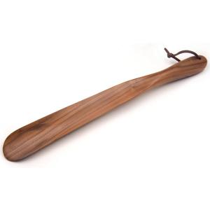 Bamber Wooden Shoe Horn Wood Shoehorn with Handle for Seniors Women Men Kids, 15'' Long, Black Walnut