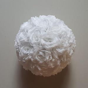 10 Pack 3 inch Artificial Rose Satin Pomander Kissing Balls for Home Wall Wedding Party Ceremony Decoration,White