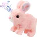 Easter Bunny Toy,Hopping Bunny Toy,Interactive Bunny Realistic Bunny - Jumping, Twitching, and Shaking Ears, Realistic Bunny that Moves, Realistic Bunny Toys for Kids (Pink)