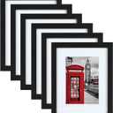 PEALSN 11x14 Picture Frame Set of 6, Display Pictures 8x10 with Mat or 11x14 without Mat for Wall Mounting or Table Top Display, Photo Frames Collage for Wall Decor, Black Woodgrain.